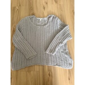 J. Jill Fishnet Knitted Sweater Womens 4x GrayWaffle Knit Sheer Top